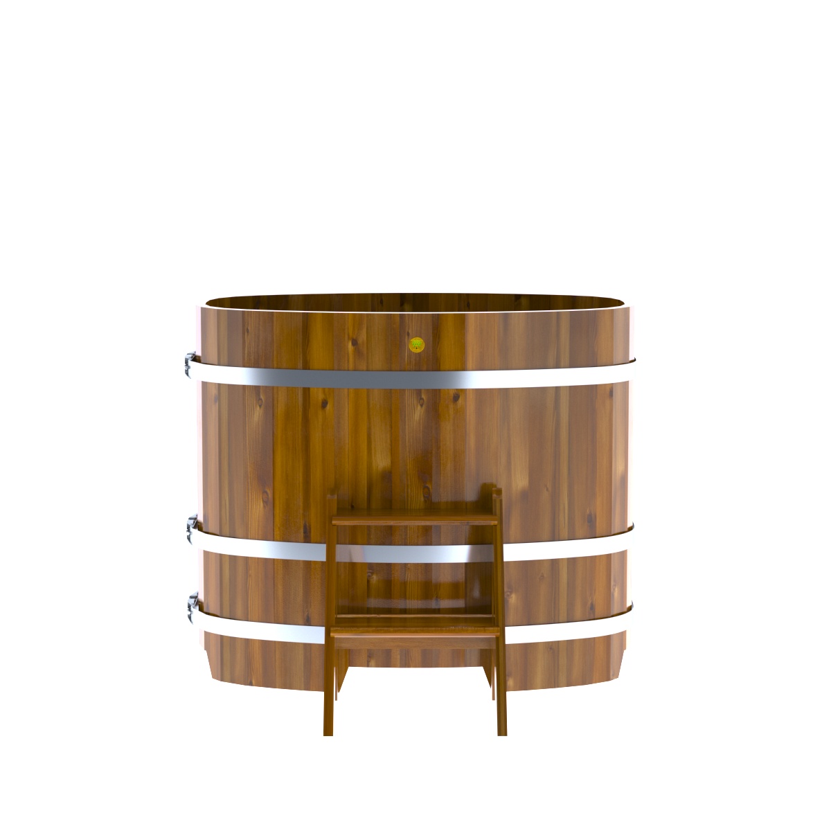 2175 Купель овальная из лиственницы Рустик 0,76х1,16х1,0 морёная Alyarus  - Вид №3