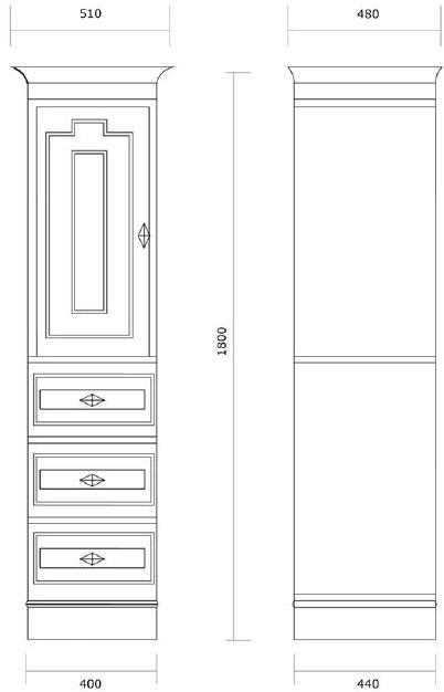 Gentry Home Мебель для ванной комнаты колонна из дерева с ящиками Byron sun-id-1364419 - Вид №2