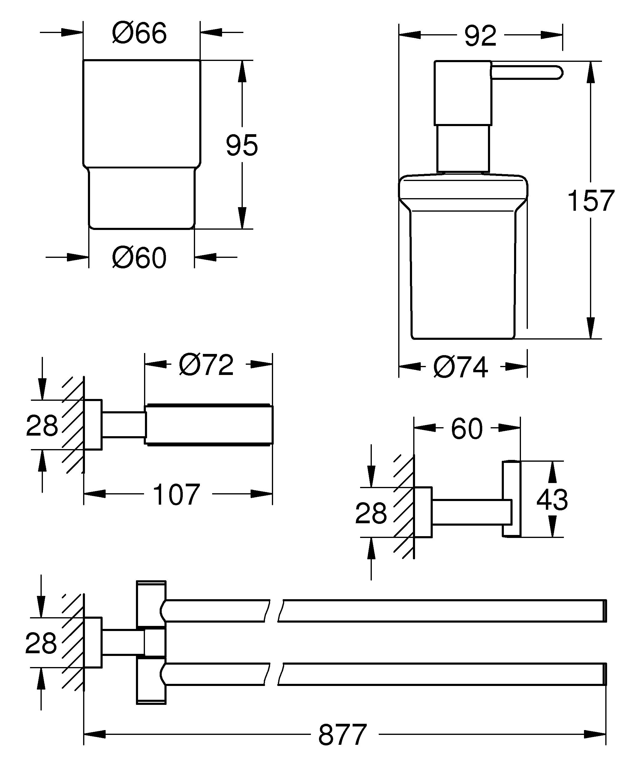 Набор аксессуаров GROHE Essentials Cube 4 в 1, хром (40847001) - Вид №1