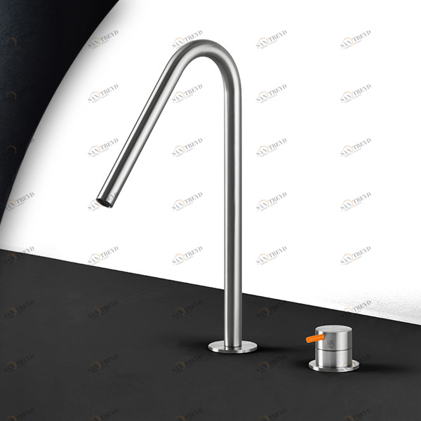 Смеситель для раковины сталь матовая с оранжевой ручкой Toki Radomonte TKI31SCIL24