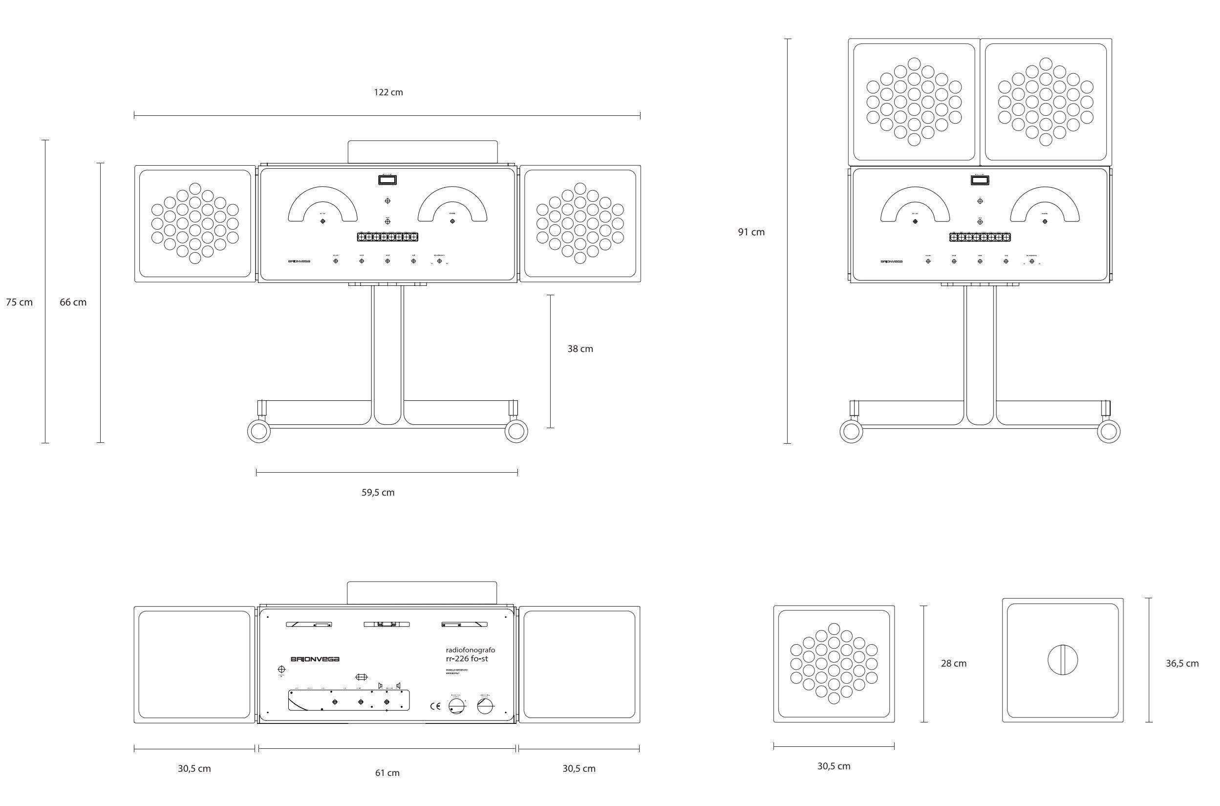 AM/FM-радио и проигрыватель с усилителем Brionvega RADIOFONOGRAFO RR226 - 60TH ANNIVERSARY ARCH-00057249 - Вид №15