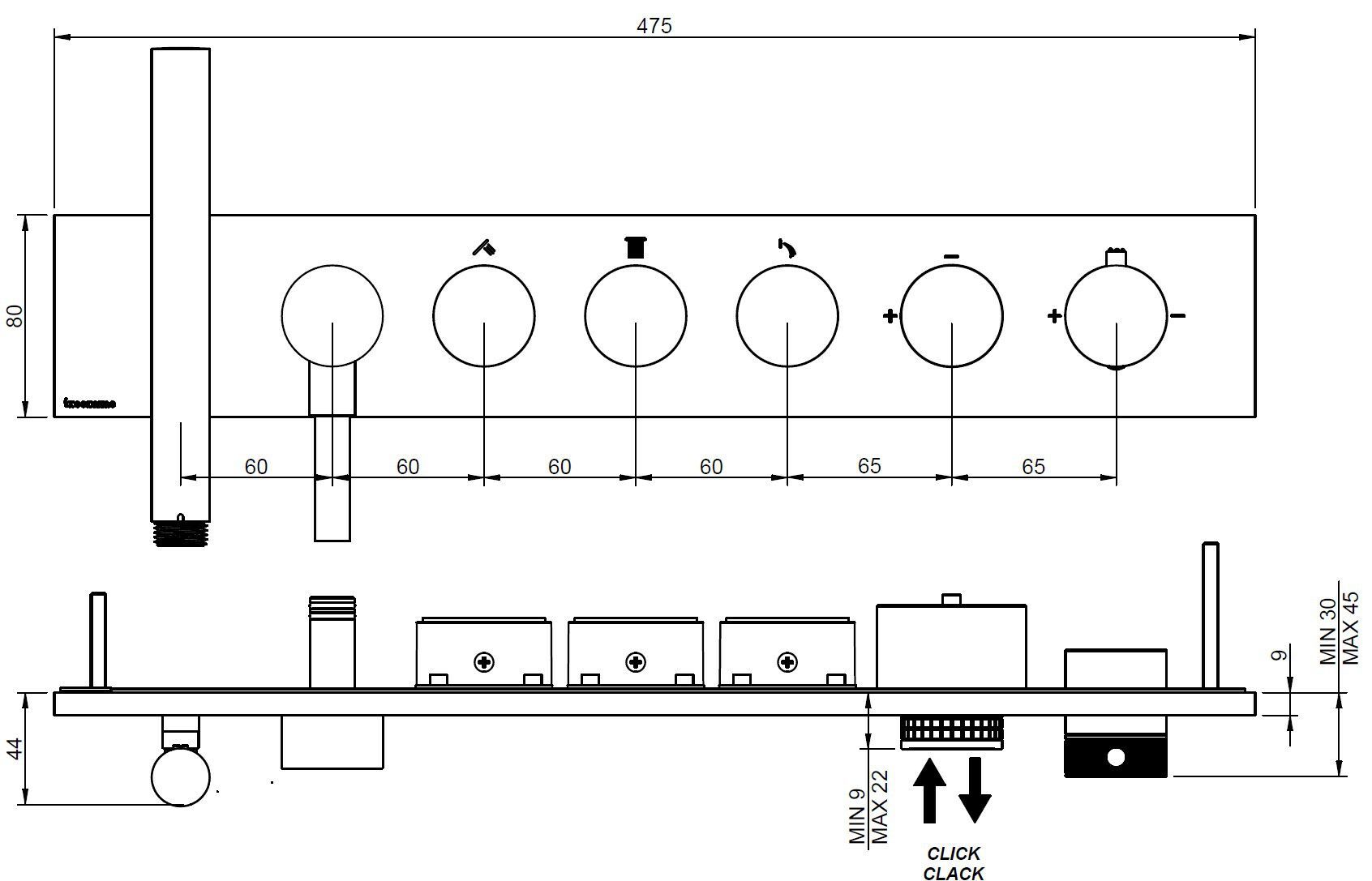 Термостатический набор для душа с душем Rubinetterie Treemme W-touch ARCH-00148113 - Вид №3