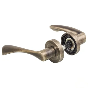 Ручки дверные на розетке Euro 117, алюминий, цвет старая бронза