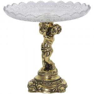 52092 BOGACHO Фруктовница-конфетница Путти с кувшином-5 Бронза мрамор / стекло