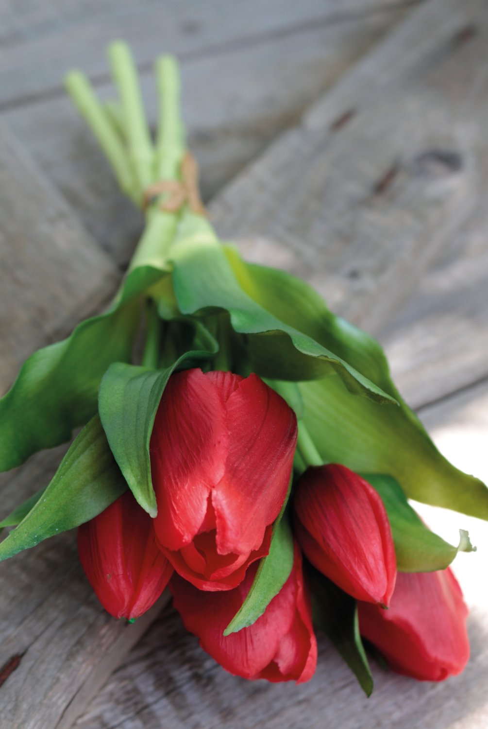 2941 444 a3 Искусственный букет тюльпанов, 5-цветков, 28 см, красный H-andreas  - Вид №8