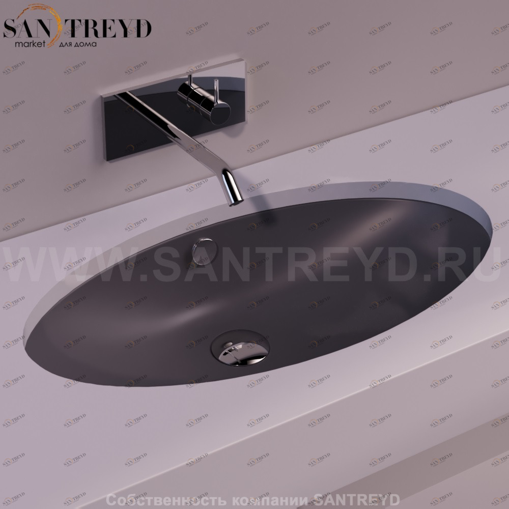 LFT74ANTRACITEMATT Накладная раковина под столешницу  овальная Simas LFT Spazio