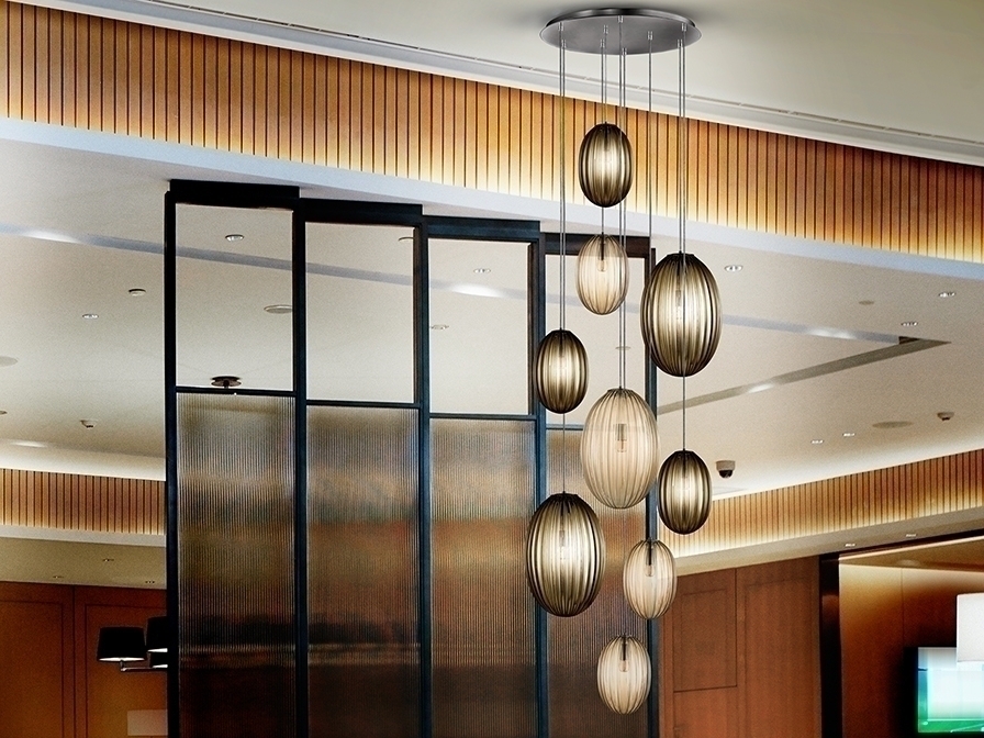 098192 Подвесной светильник дымчатый/янтарный 9L Schuller Ovila 