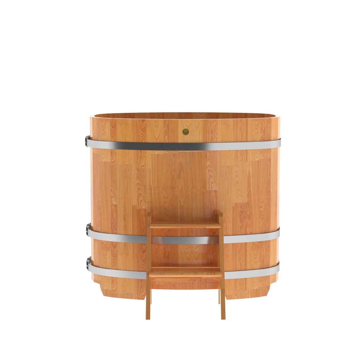 1382 Купель овальная из сращенных ламелей лиственницы 0,76х1,16х1,1 натуральная Alyarus  - Вид №3