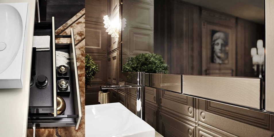 Комбинация ванной комнаты R04 в отделке VETRO extrachiaro riso MILLDUE RITZ RITZ04 - Вид №2