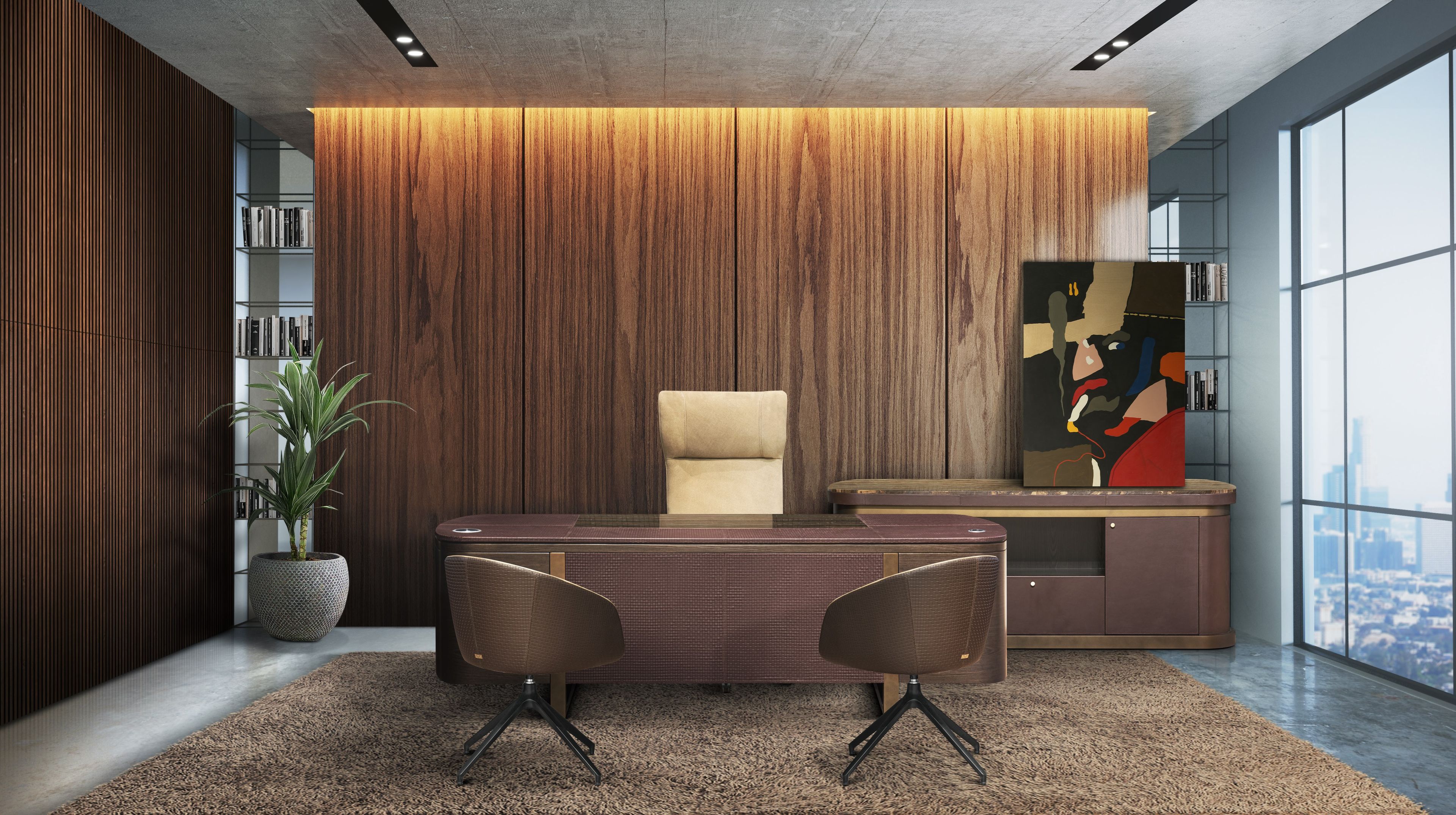 Исполнительный стол из шпона и кожи Formitalia Сеул ARCH-00104909 - Вид №2