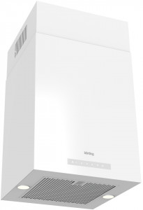 KHA 45970 W Cube Вытяжки / островная, ширина 45 см, электронное сенсорное управление touch control, 5 режимов, 950 м3/ч., пульт ду, таймер, алюминиевый жировой фильтр, 2 led лампы освещения, гольный фильтр в комплекте,, цвет - белый Korting