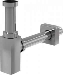 Сифон для умывальника DN32 DESIGN цельнометаллический, квадратный