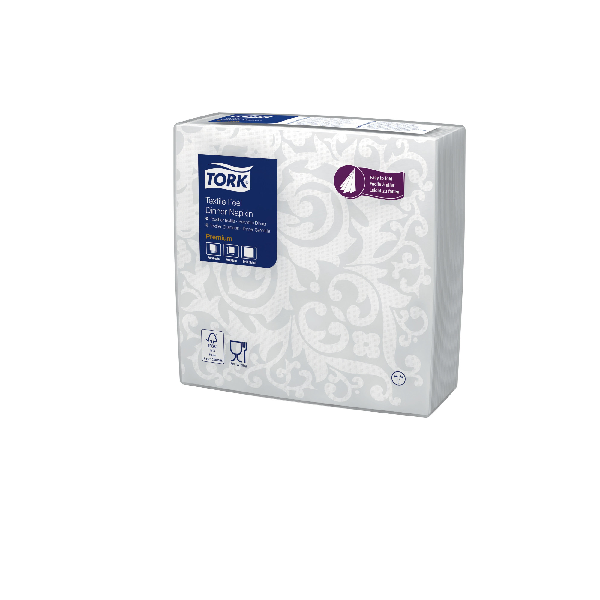 50941300 Белая обеденная салфетка Linstyle® Elegant, сложения 1/4 Tork 