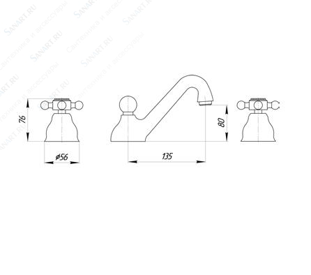 Смеситель MIGLIORE Lady ML.LAD-912.CR для раковины - хром, на 3 отверстия  - Вид №4