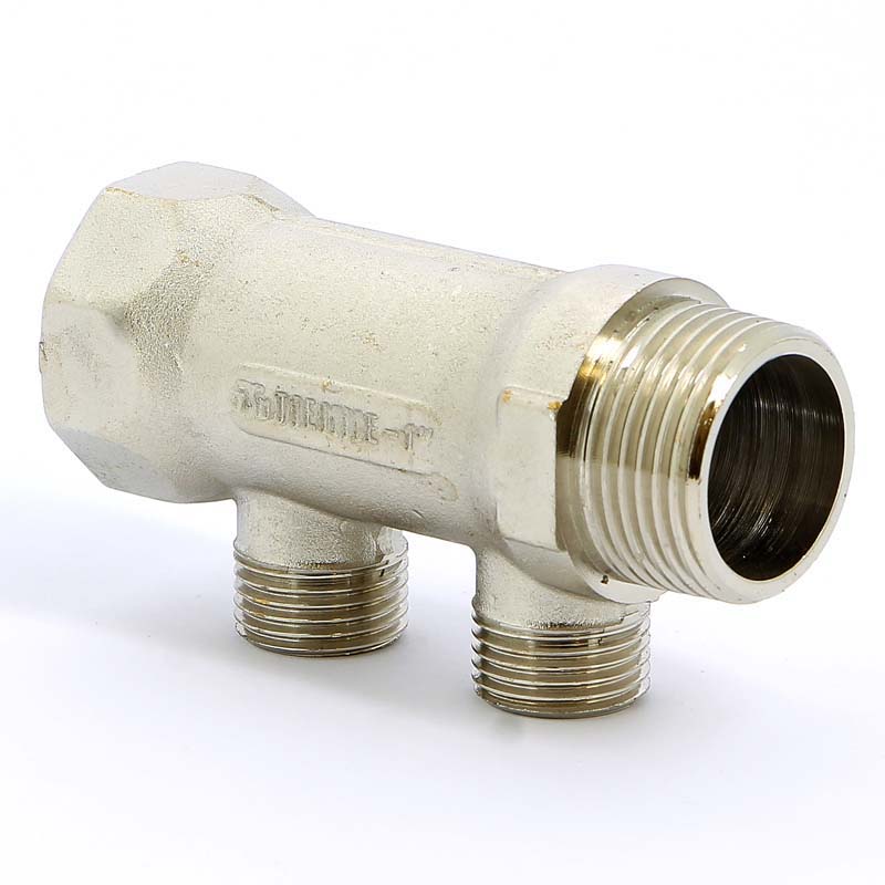 Коллектор НВ 1" никелированный TIEMME 2 выхода 1/2"Н 36мм 1910055 - Вид №3