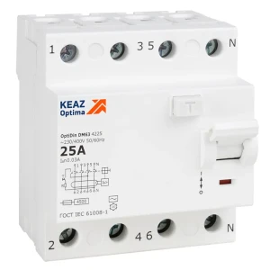 91639104 Дифференциальный автомат КЭАЗ OptiDin DM63-4240-A-4.5-УХЛ4 4P C40 А 30 мА 4.5 кА A 343916 STLM-1112120
