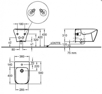 235450000 Биде подвесное  Keramag  - Вид №3