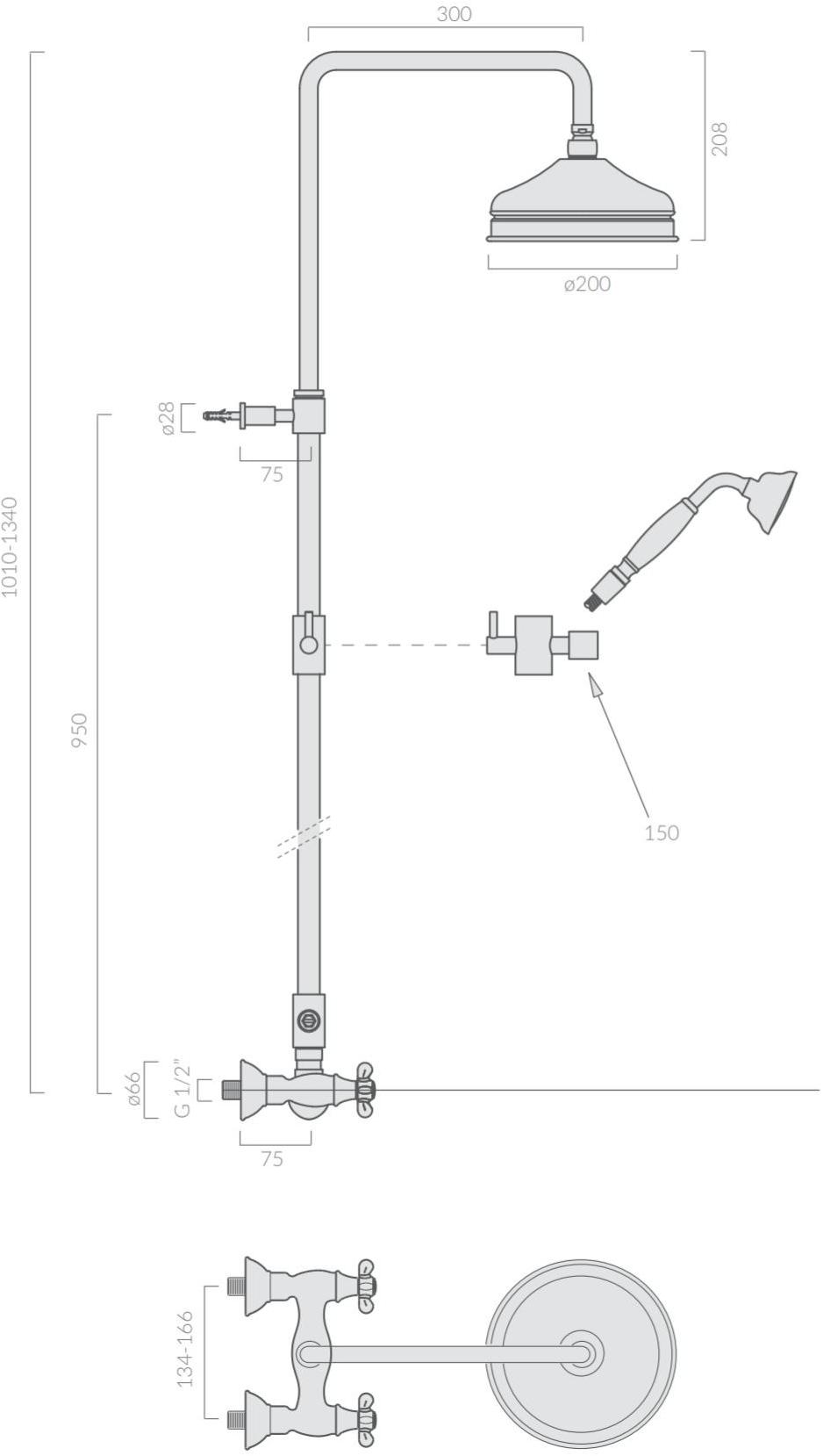 GALASSIA Настенная душевая стойка с душевой лейкой Ethos sun-id-1452061 - Вид №1