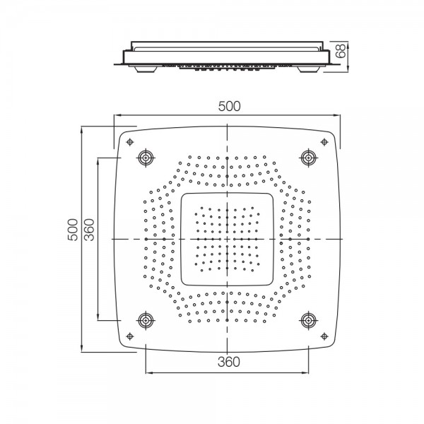 OSA-GLD-70021 Верхняя душевая лейка Rainjoy+ 500х500 мм Artize  Чистое золото  - Вид №1