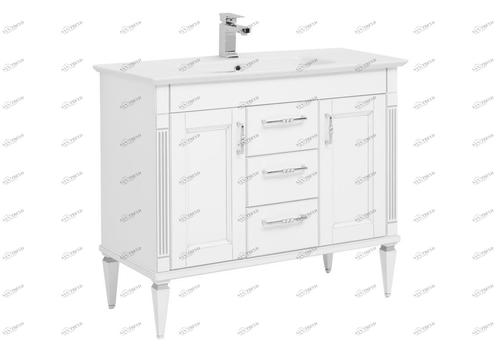 Тумба под раковину Aquanet Селена 105 белый/серебро (3 ящика, 2 дверцы) 00201651
