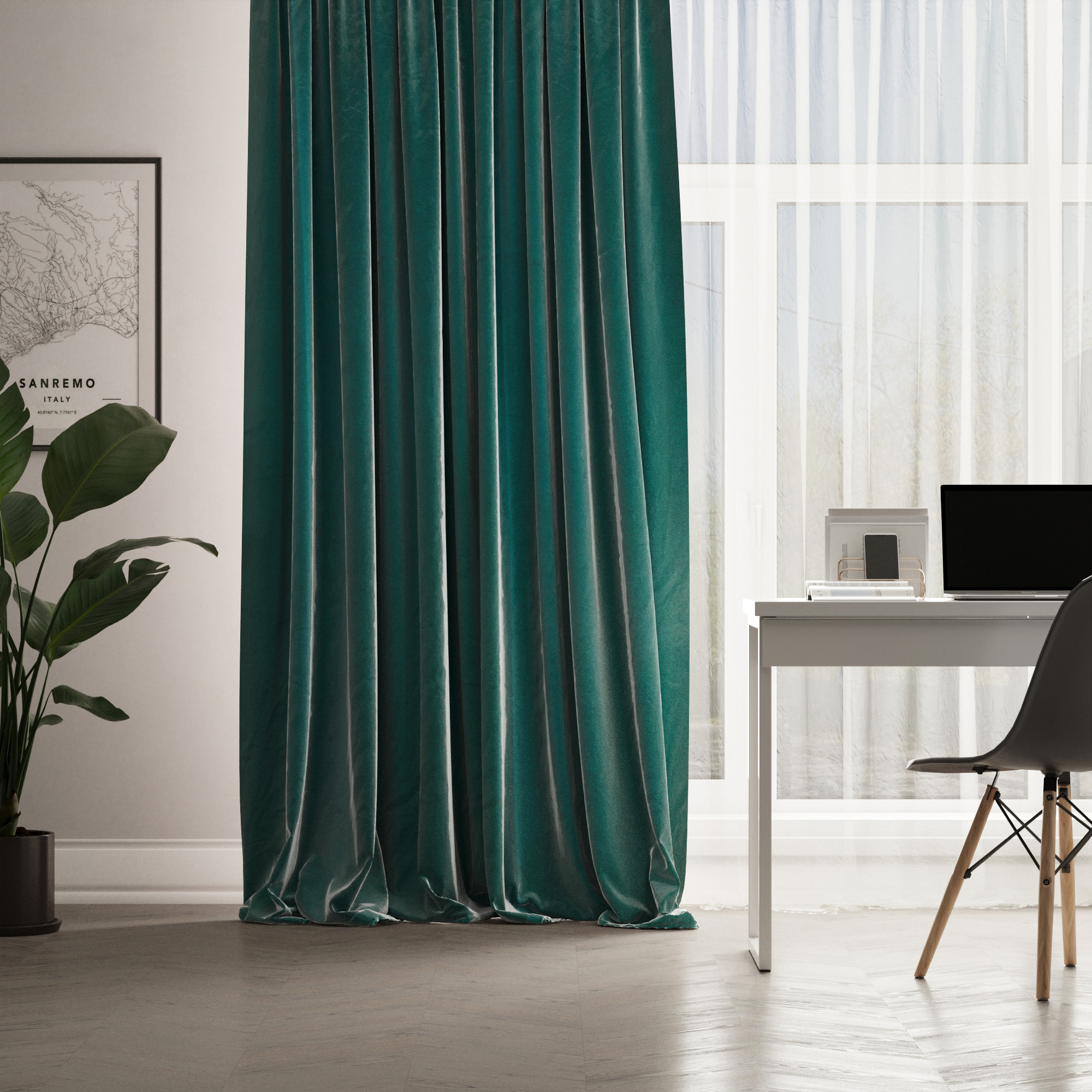 AMORE MIO Изумрудная бархатная штора с лентой для гостиной 89096775 STLM-0078370