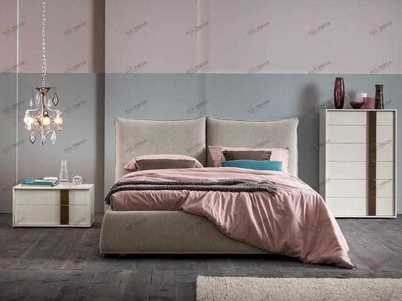 Dall'Agnese Двуспальная кровать из ткани с мягким изголовьем sun-id-1347090