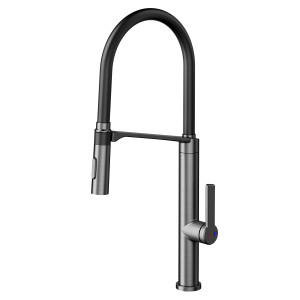 006957BD Одинарный рычаг из матового графита с черным шлангом. Docol DOC