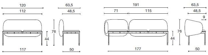 Diemme Модульная тканевая скамья со спинкой Snake sun-id-1406388 - Вид №9