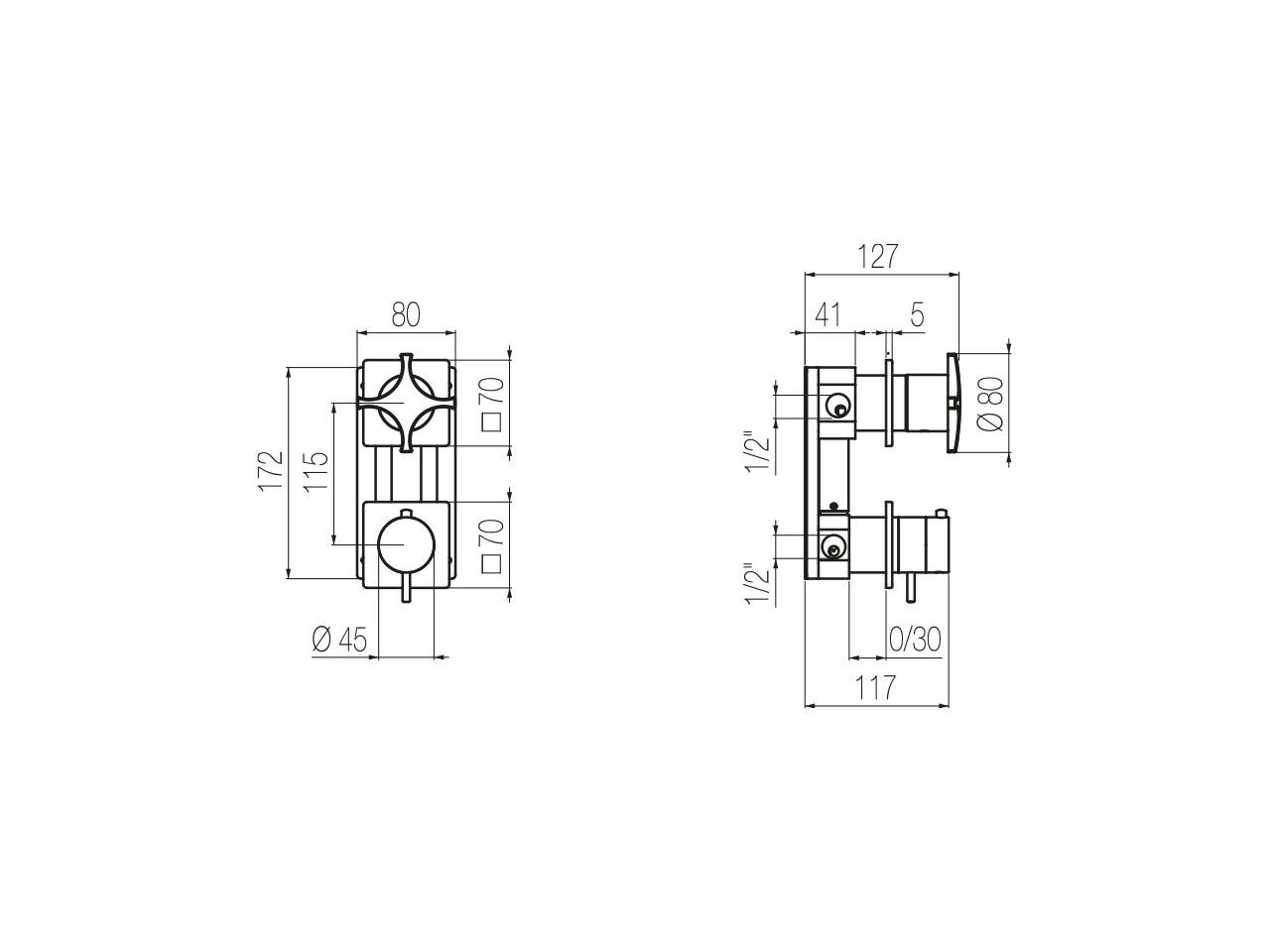 Встраиваемый термостатический смеситель для душа с переключателем Radomonte Dixi ARCH-00118729 - Вид №2