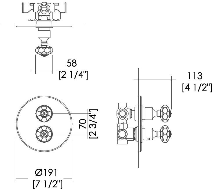 Devon&Devon Смеситель для душа встраиваемый термостатический Gemstone Exc-gm148(1-2-3) - Вид №1