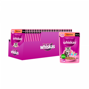 ПР0059374*28 Корм для котят телятина в желе пауч 75г (упаковка - 28 шт) WHISKAS