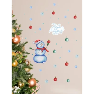 91478925 Наклейка Lisadecor Снеговик и надпись верь в чудеса 50 см х 40 см STLM-0955841