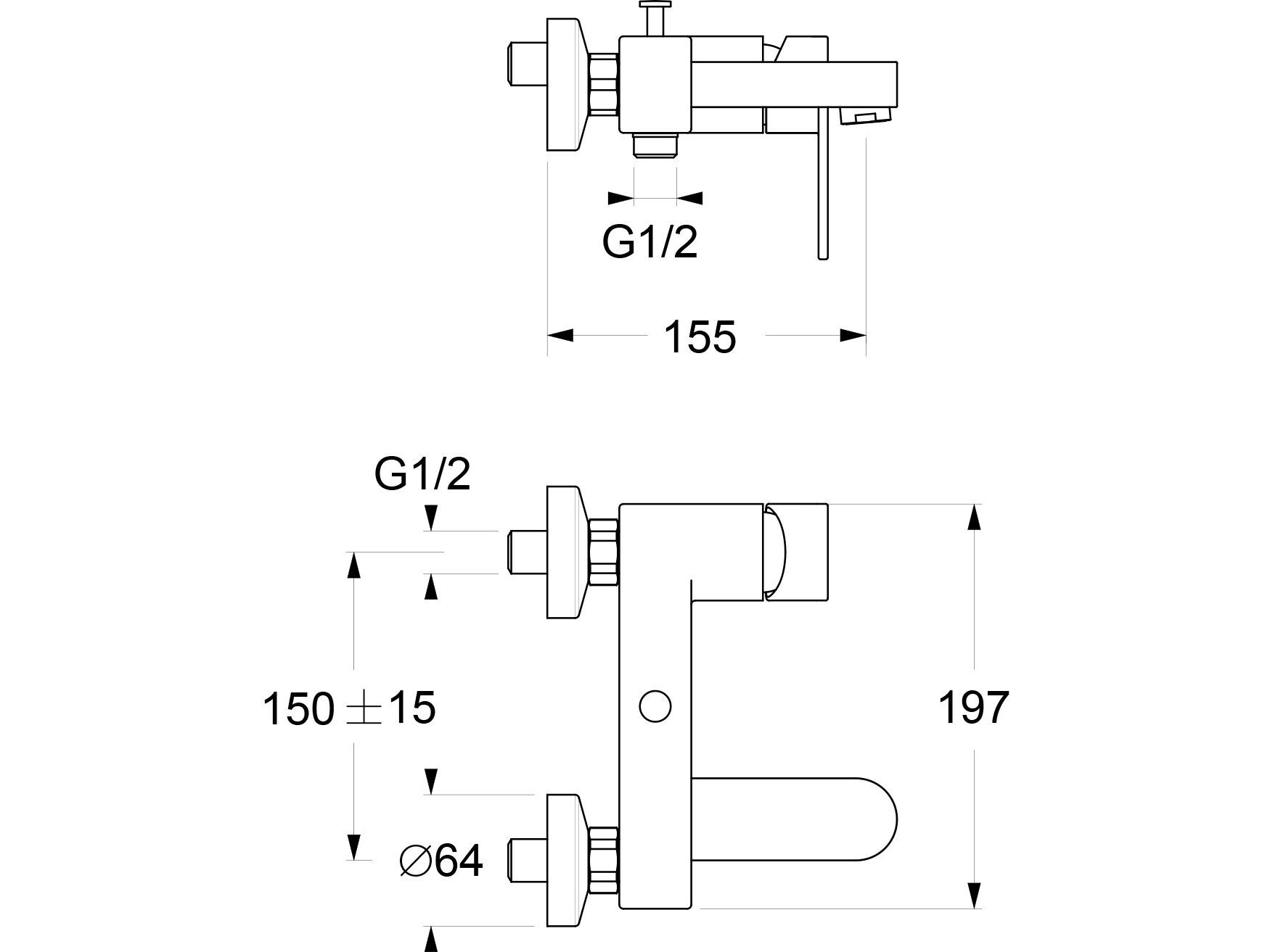 Настенный однорычажный смеситель для ванны GUGLIELMI RUBINETTERIE Gugu ARCH-00144625 - Вид №2