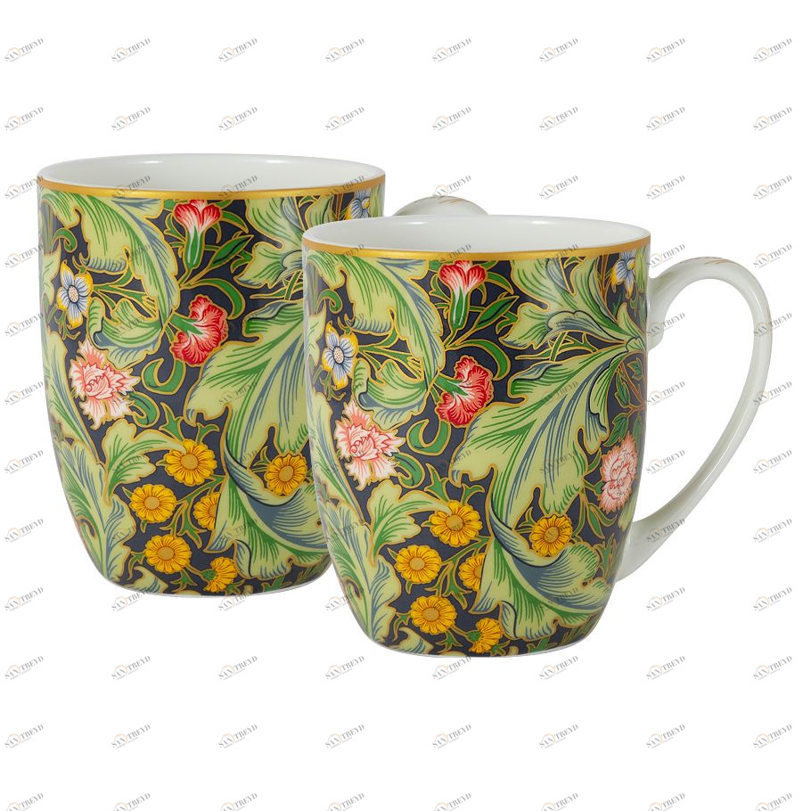 Кружки фарфоровые 2 шт зеленые "Лестер. У. Моррис" CARMANI У. МОРРИС 00-3946530 Зеленый 