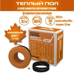 90535365 Теплый пол с электроподогревом Iqwatt 10.7 м² 1600 Вт STLM-1435102