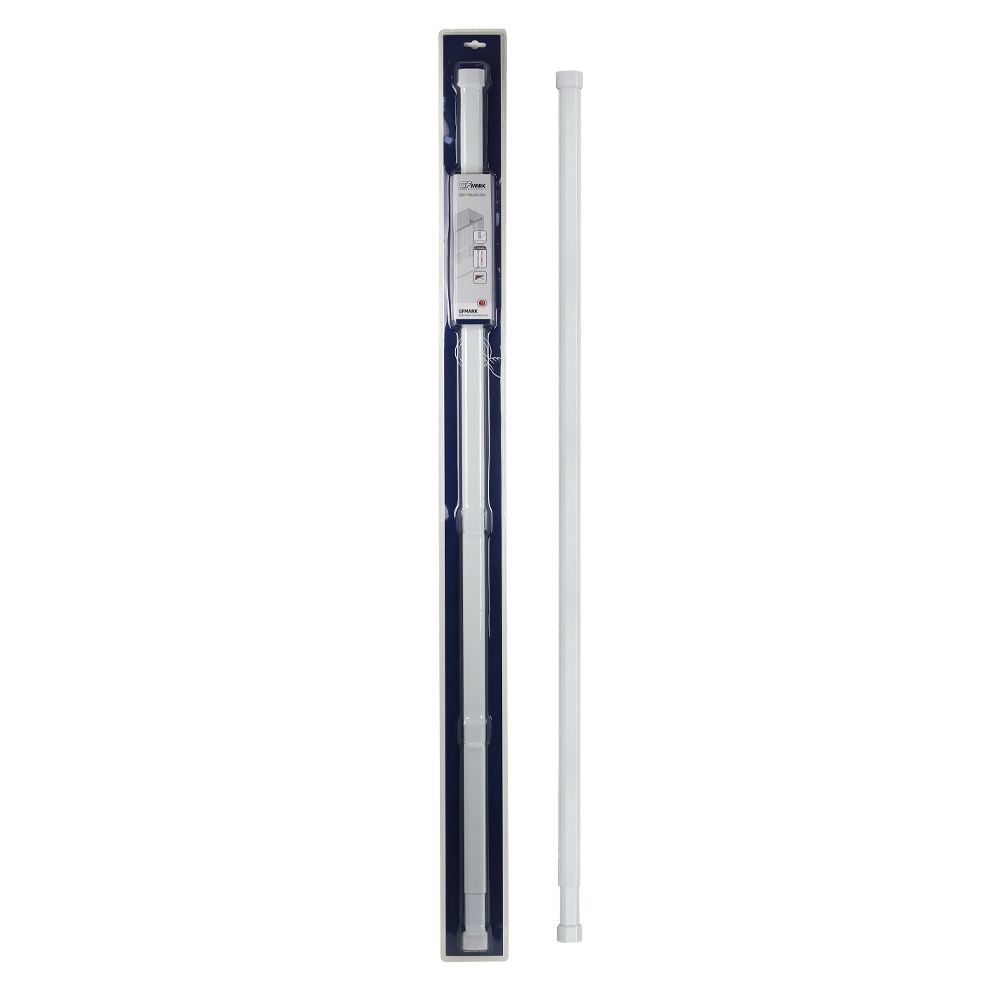 GFmark - Карниз в ванную телескопический 1200 х 2200 мм, прямой, белый, из алюминия, овальная труба, код: 100015 