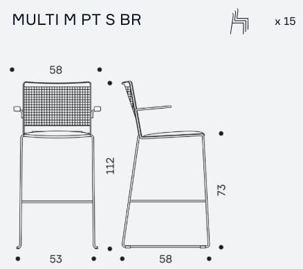 Высокий стул с подлокотниками с мягким сиденьем IBEBI мульти ARCH-00032625 - Вид №2