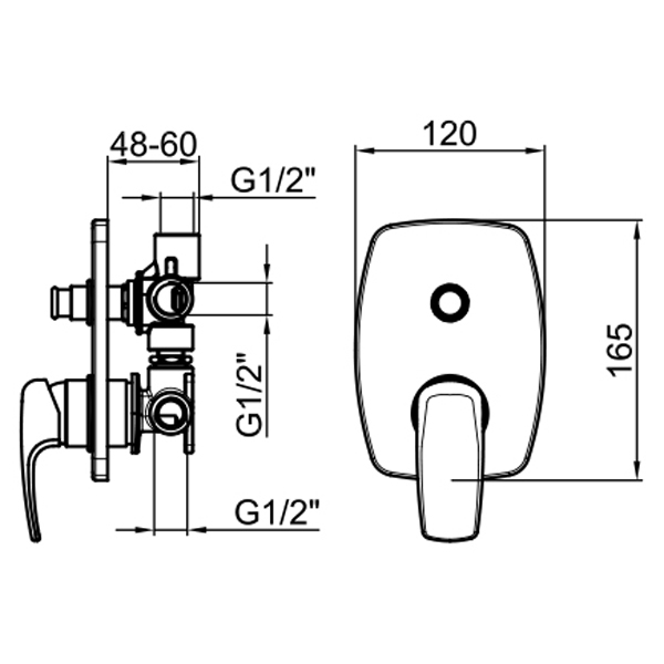 KI860101015 Смеситель для ванны с душем Webert Kimono - Вид №1