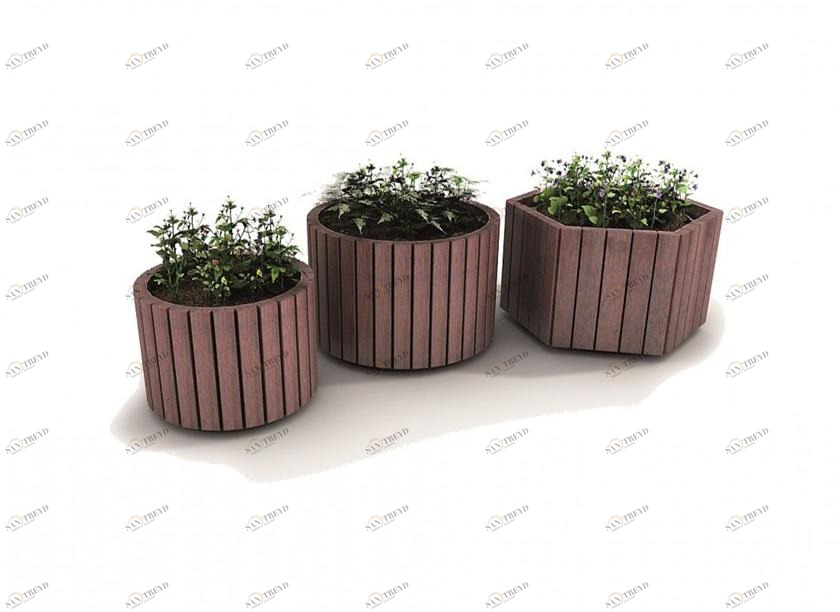 Euroform W Круглые кадки из дерева для общественных мест  130, 140, 160 