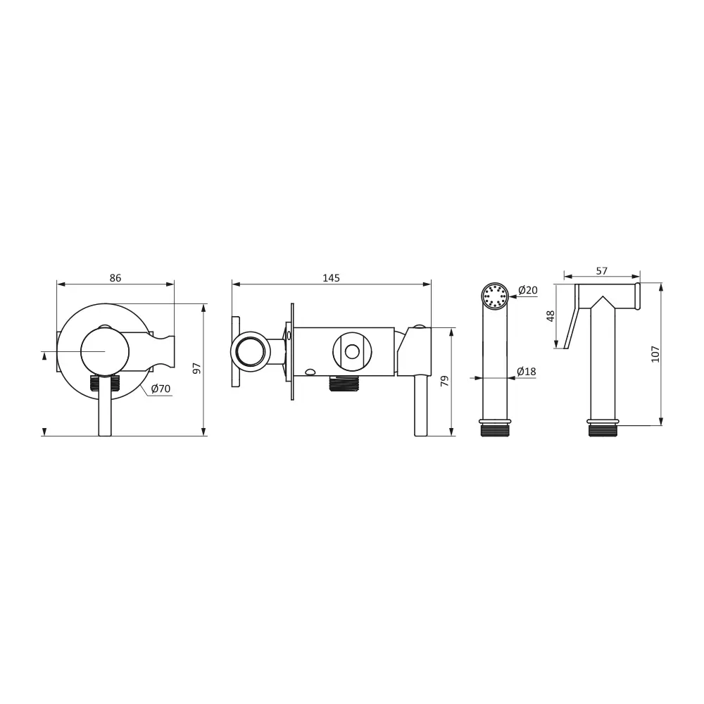 89346492 Гигиенический душ Damixa Rowan 213110000LM набор со смесителем цвет хром STLM-0990739  - Вид №6