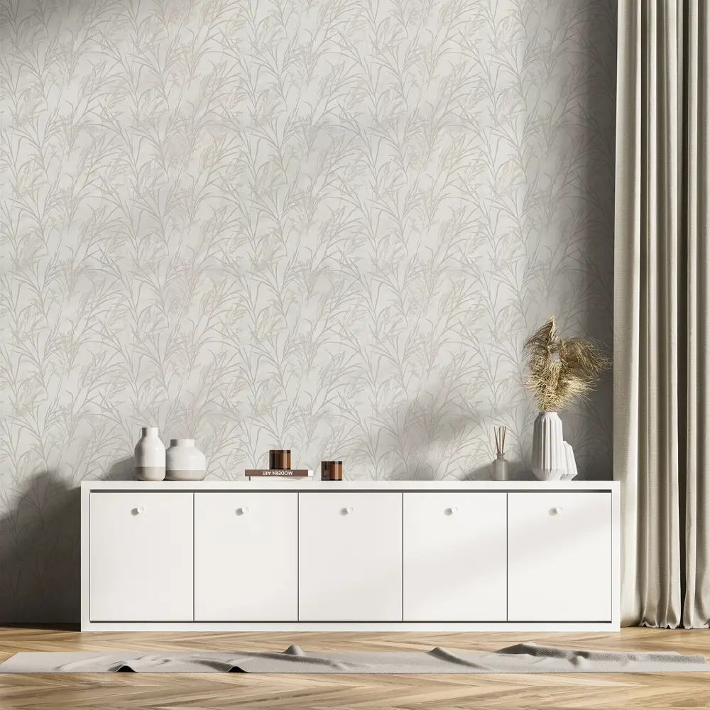 Флизелиновые обои Рустик бежевые с растительным рисунком 1.06 м 89439236 Santreyd STLM-1583532 - Вид №2