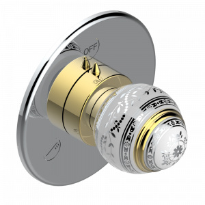A7G-48M2SB Trim for wall mounted diverter, 2 ways - ref. 48M2 and 3 ways - ref. 49M3 Thg-paris Marquise белый с платиновым декором Хром/золото