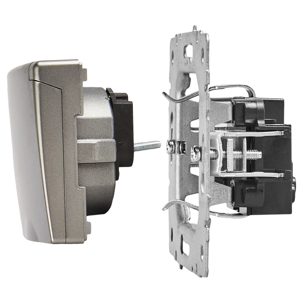 Розетка IEK Brite с заземлением и защитными шторками, цвет сталь 87761603 STLM-1431366 - Вид №4