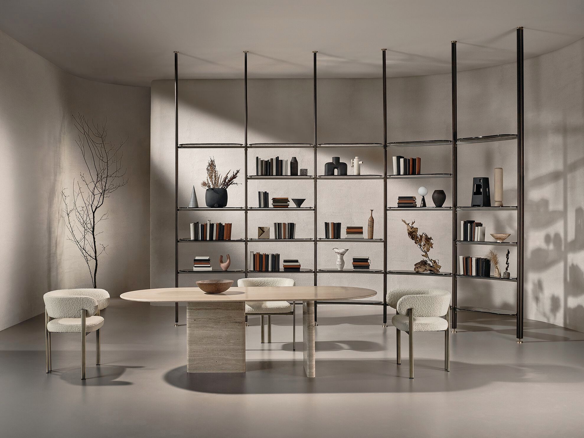 Стеклянный книжный шкаф с креплением пол-потолок Naturedesign Главная ARCH-00088266 - Вид №13