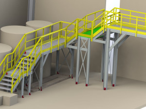 Промышленная лестница безопасности из армированного стекловолокном полиэстера (PRFV)