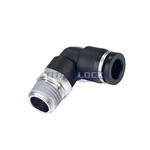Фитинг цанговый угловой 12 мм, наруж. резьба 1/8", пластик, тип PL, TLP-PL12-01 TITAN LOCK