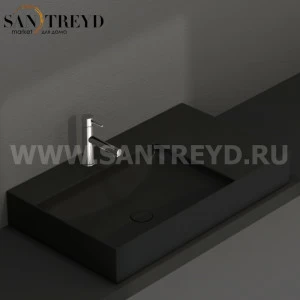 B6R80SAR Подвесная раковина настенная прямоугольная Ceramica Globo T-EDGE черная