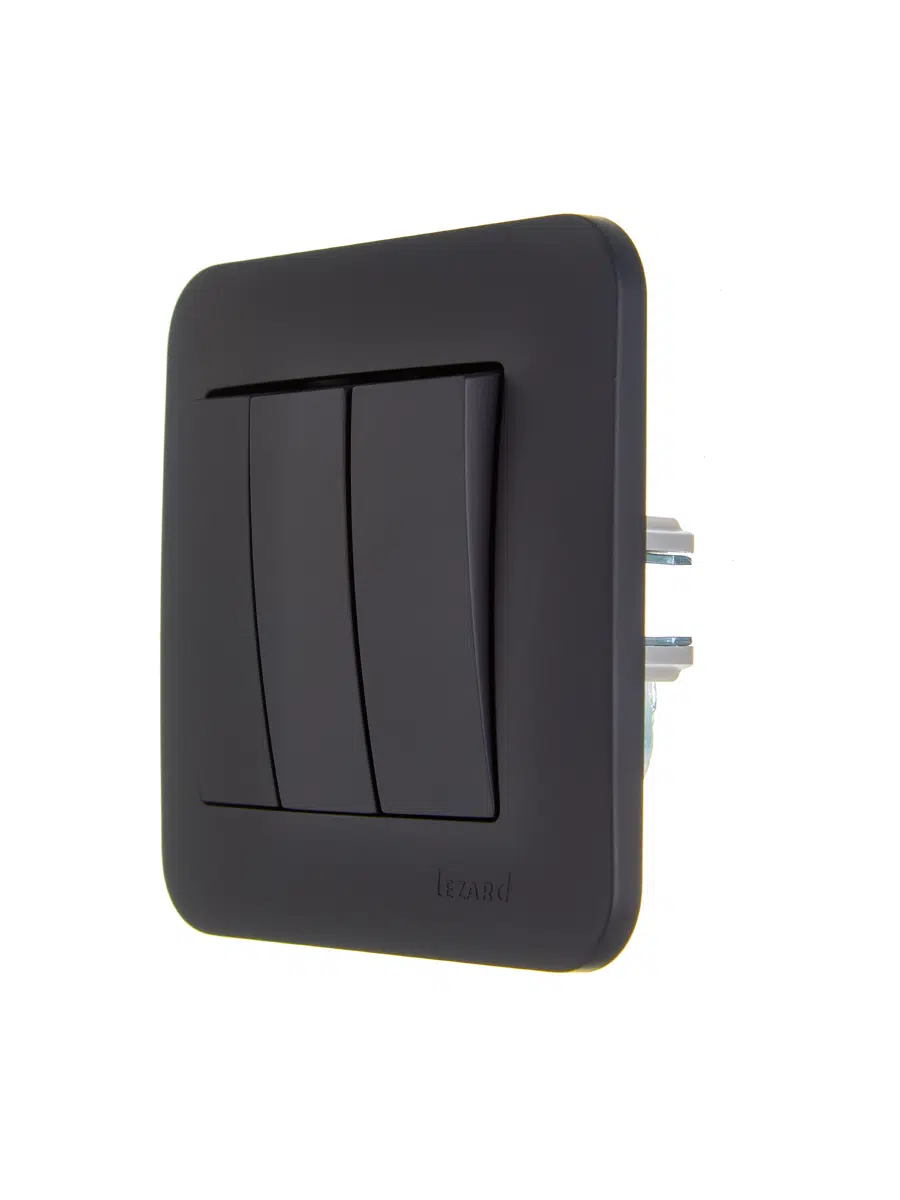 ASTI Выключатель тройной чёрный бархат LEZARD 7081-4242-109 - Вид №2