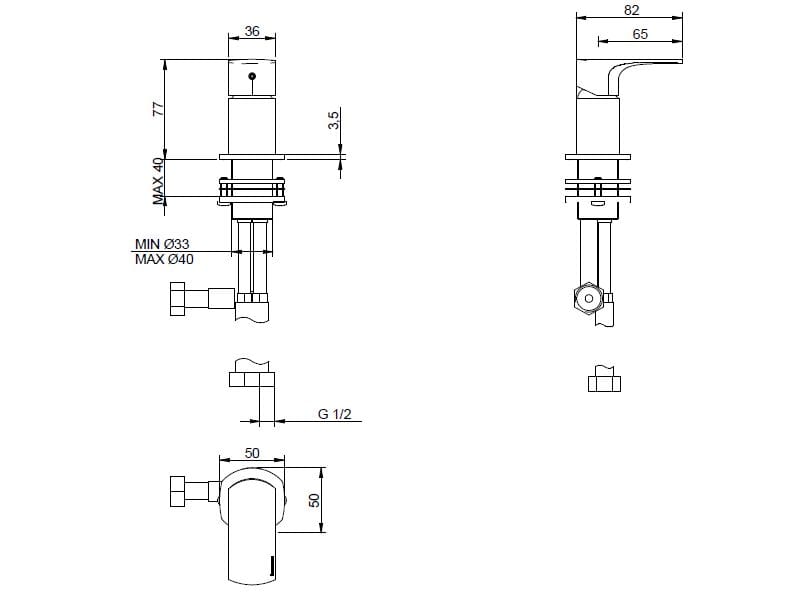 Латунный однорычажный смеситель для раковины / ванной Rubinetterie Treemme Albatros ARCH-00056566 - Вид №2