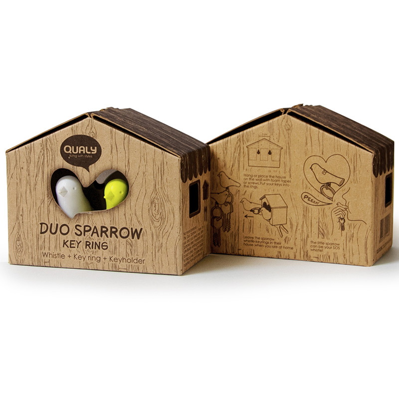 QL10124-BN-PK Держатель для ключей двойной sparrow коричневый-белый-розовый Qualy  - Вид №3